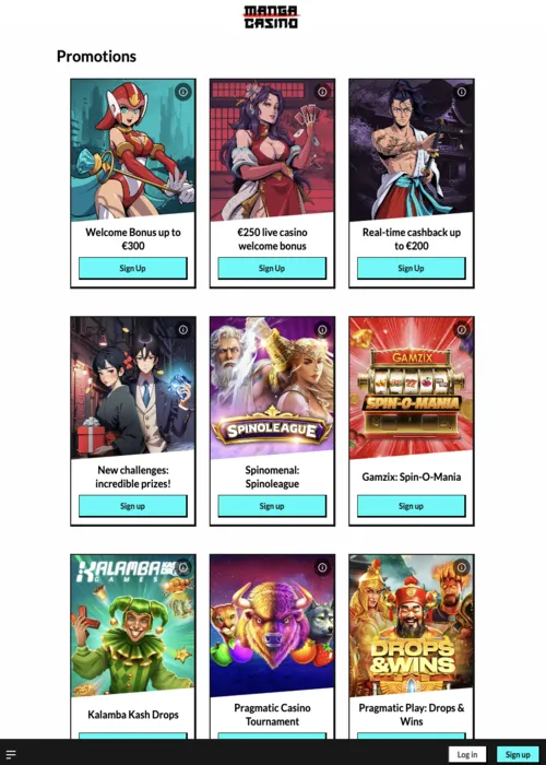 Exklusive Bonus Belohnungen Übersicht Manga Casino